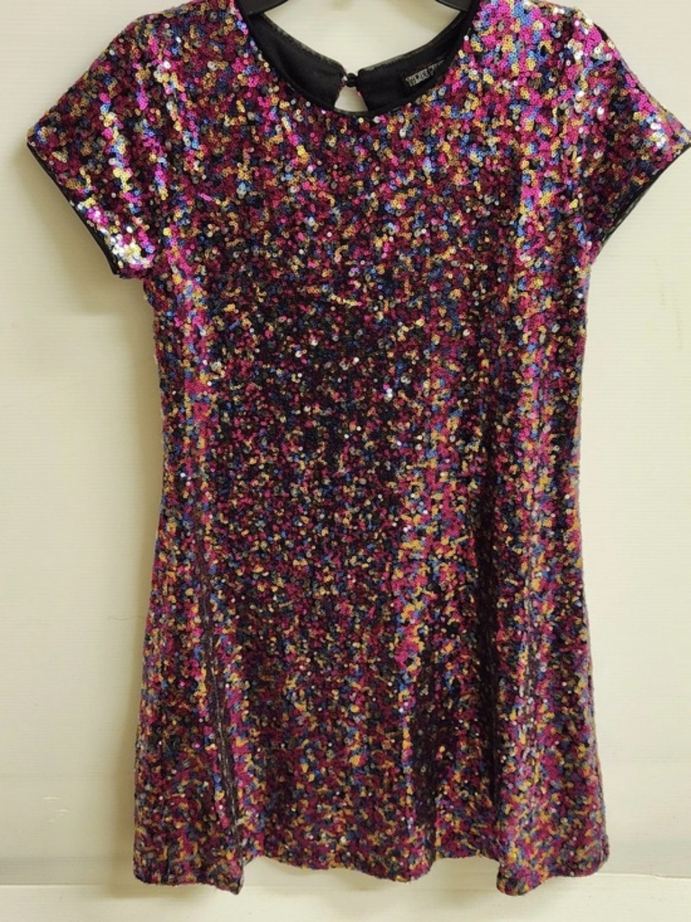 Three Pink Hearts Multi-Black & Pink Sequin Size M-Girl's 8, EPRELC
